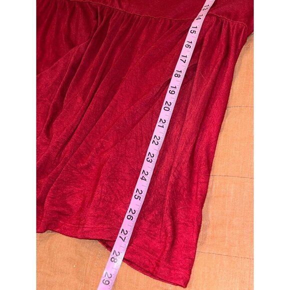 Torrid Baby Doll Top Womens 2x Burgundy Lace Sleeve Stretch asymmetrical hem - Picture 8 of 9